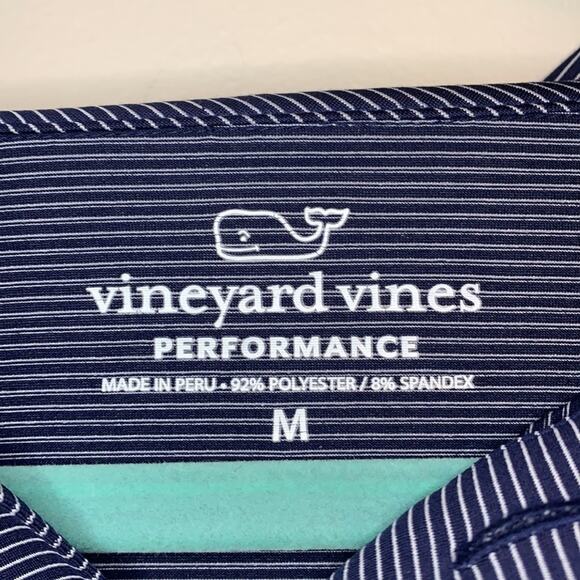 Vineyard Vine’s Performance Long Sleeve Polo Shirt Size Medium Navy Stripe - Picture 3 of 7